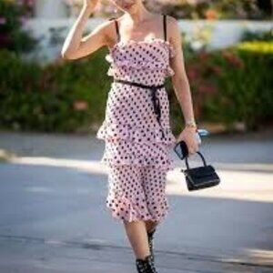 NWT LPA Fiorella  Pink Polka Dot Midi Dress